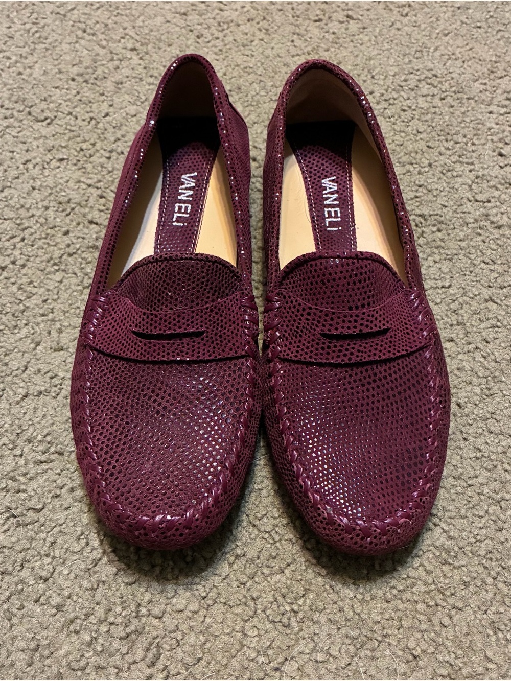 Vaneli Women’s Burgundy Leather Driving Loafers Slip On Comfort Shoes 6.5M NWOB